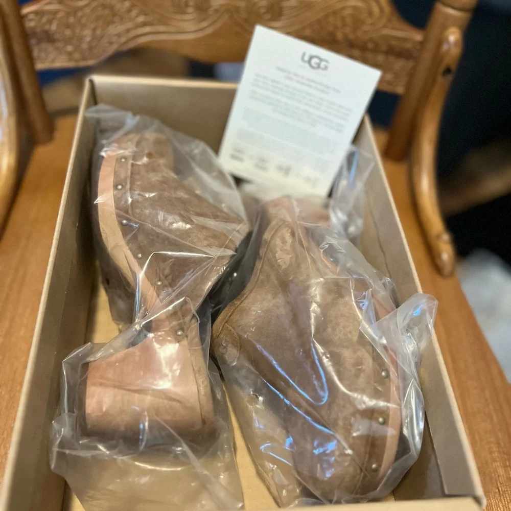 UGG Women's Tan Suede Mules - Picture 9 of 11